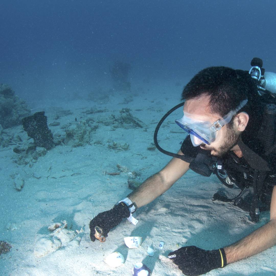 TRSDC employee diving underwater in the Red Sea Coast