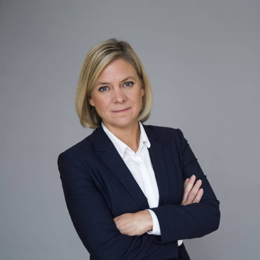 A portrait for Magdalena Andersson the prime minister of Sweden.