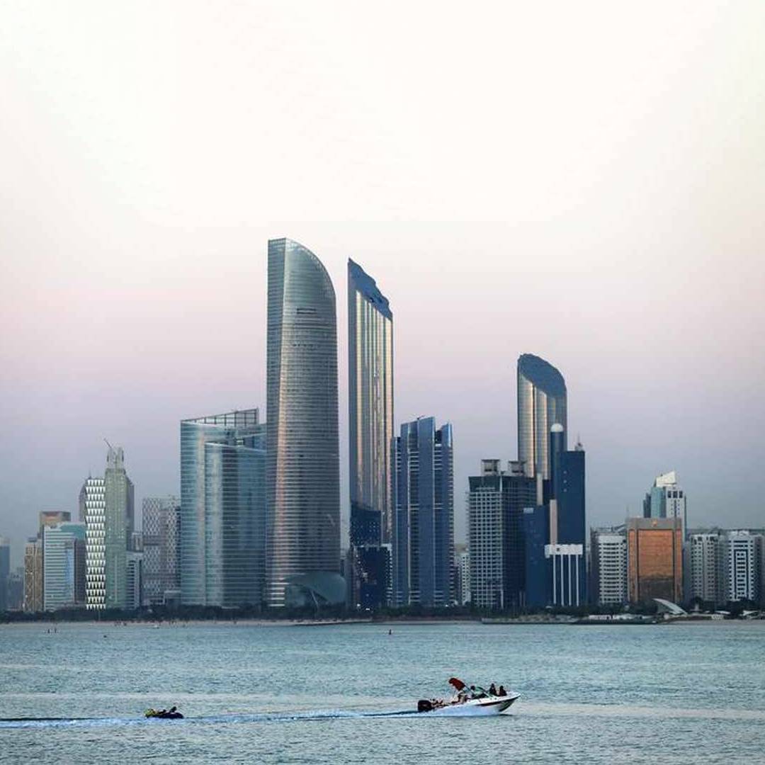 Abu Dhabi towers on the coast