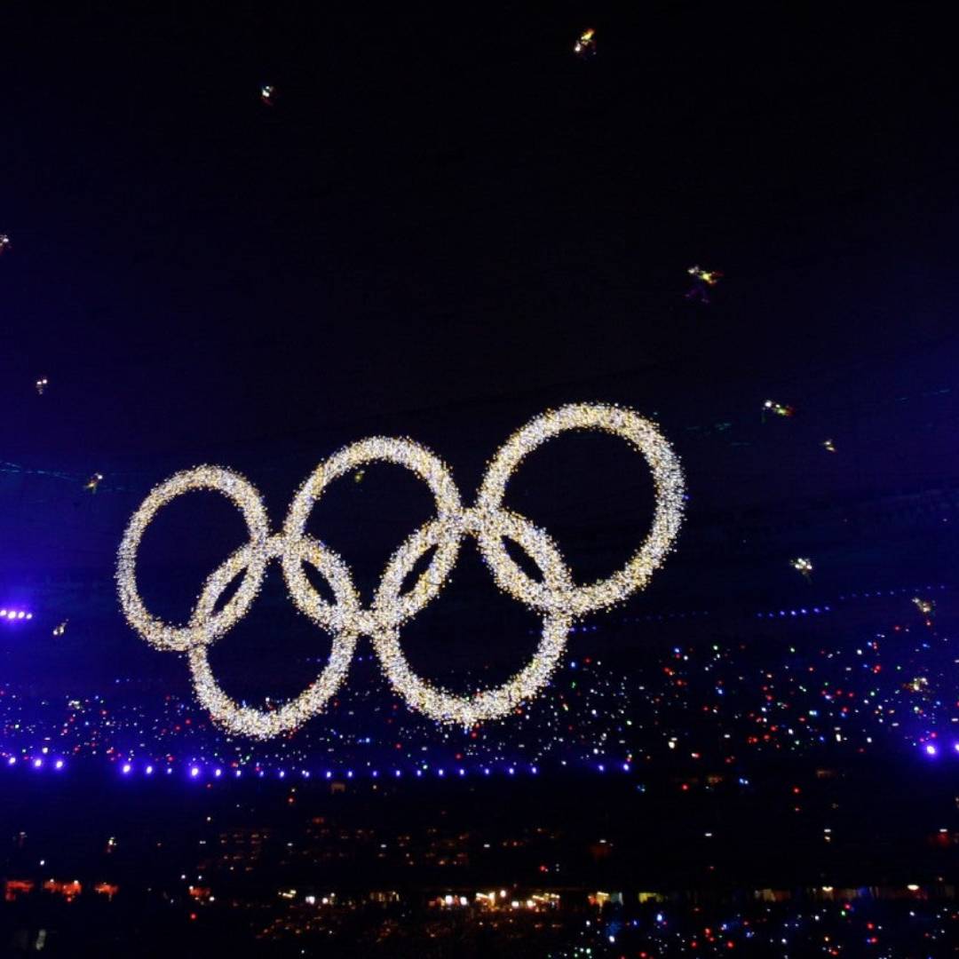 Olympics Stadium with the Olympics logo.